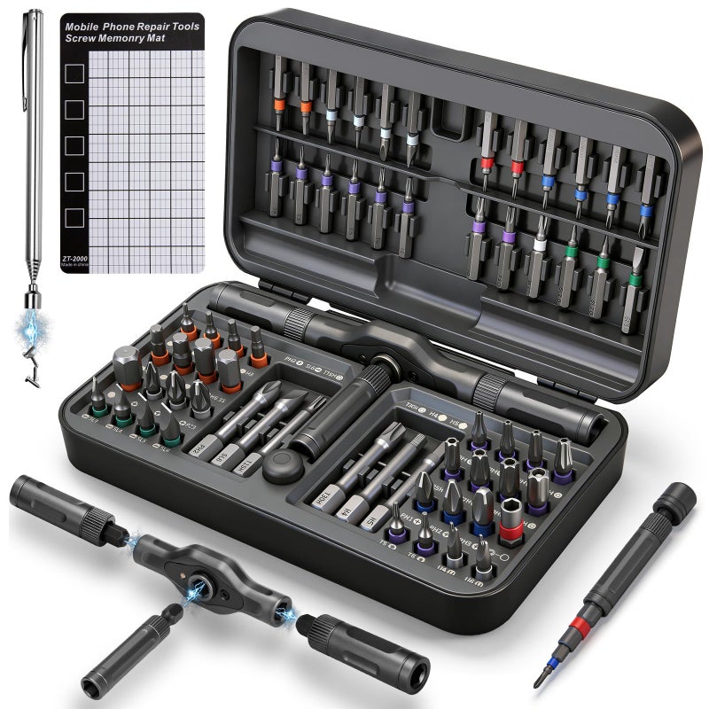 KELIN 68 IN 1 Magnetic Ratchet Screwdriver Set, T Handle Ratchet Screwdriver Kits with S2 Steel Bits for Home Daily Repair, Precision Electrical Appliance Repair, for Men Husband - Image 1