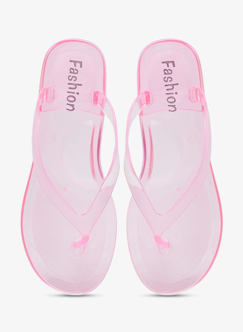 Ginger Pink Jelly Strap Detail Flats for Women | Best Price UAE