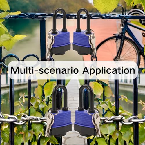 SEPOX® Heavy-Duty 44mm 1.75" Out-Door Padlock Keyed-Alike, Water-Resistant Cover, Steel Lock with Same-Key, Extra-Long-Shackle Anti-Rust, Brass Cylinder for Boat, Fishing, Marine, Fence - Image 3