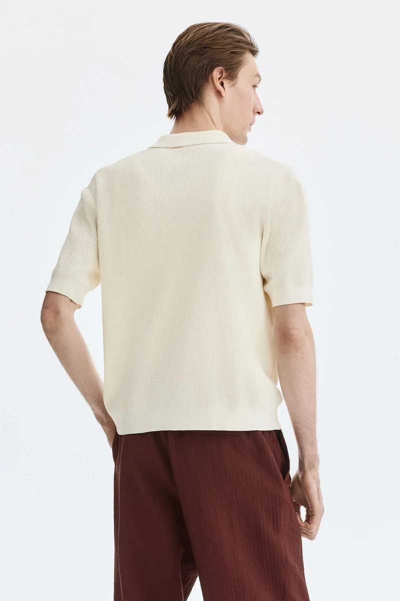 H&M  Regular Fit Cable-knit polo shirt for Men | Best Price UAE