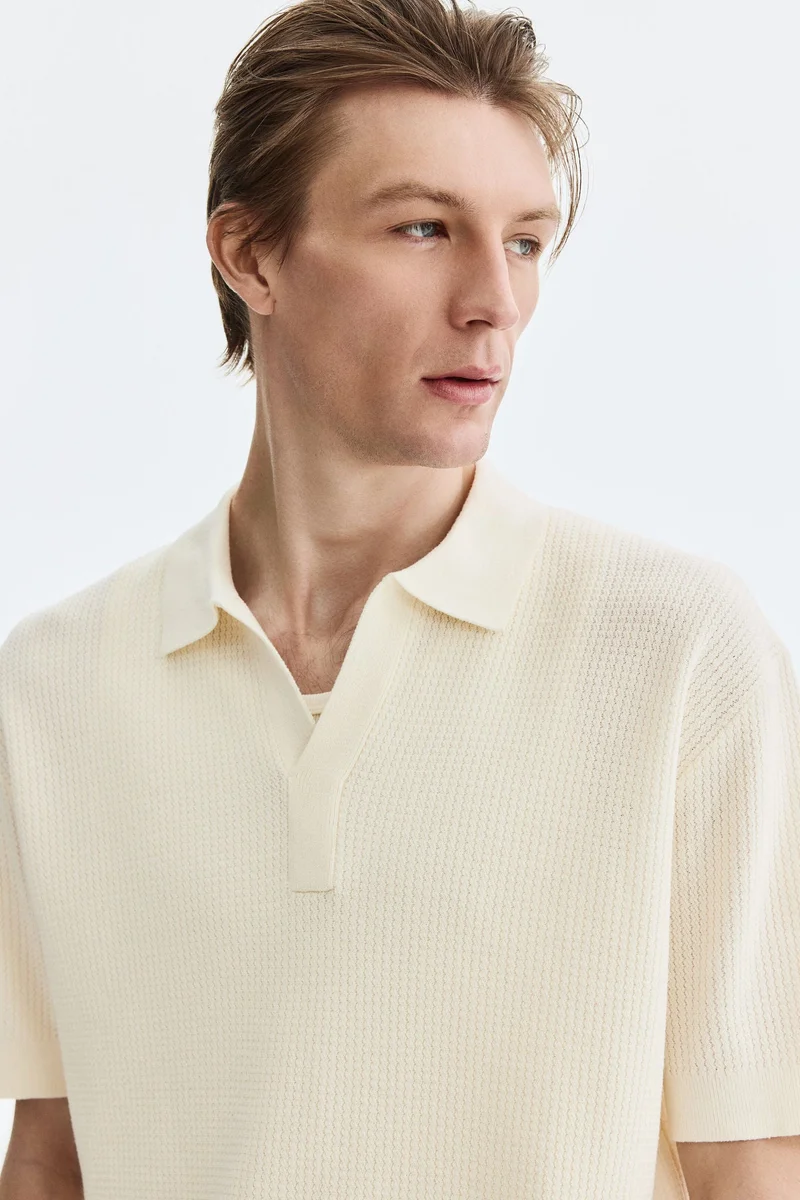 H&M  Regular Fit Cable-knit polo shirt for Men | Best Price UAE