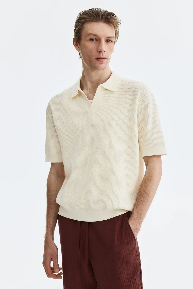H&M  Regular Fit Cable-knit polo shirt for Men | Best Price UAE