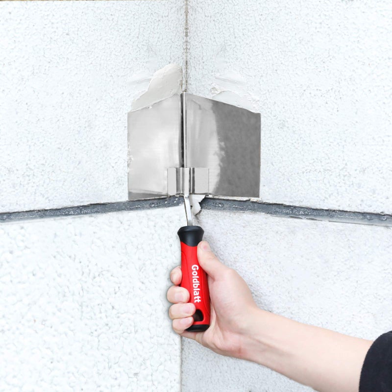 Goldblatt مجموعة أدوات زوايا الجدران الجافة من جولدبلات 2 قطعة، سكين الزاوية الخارجية 5 بوصة وسكين الزاوية الداخلية 3-1/2 بوصة، مع مقبض مريح - مجرفة الزاوية الخارجية من الفولاذ المقاوم للصدأ ومجرفة الزاوية الداخلية - Image 5