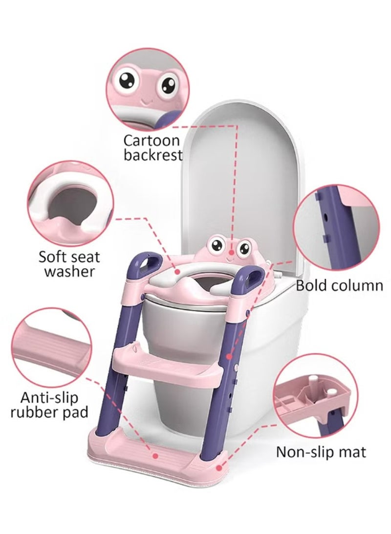 بوراداي مقعد تدريب على استخدام المرحاض للأطفال الصغار مع سلم قابل للطي - كرسي نونية للأطفال الأولاد والبنات مع مقابض مانعة للانزلاق قابل لتعديل الارتفاع - Image 4