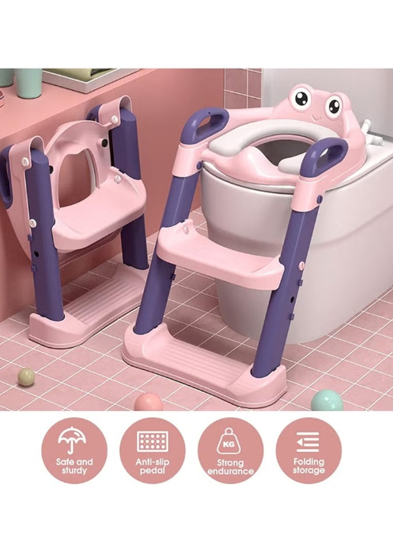 بوراداي مقعد تدريب على استخدام المرحاض للأطفال الصغار مع سلم قابل للطي - كرسي نونية للأطفال الأولاد والبنات مع مقابض مانعة للانزلاق قابل لتعديل الارتفاع - Image 5