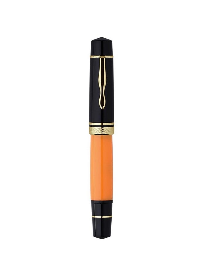 erofa Majohn P139 Piston Resin Fountain Pen Medium Nib with Box, Brass Piston System Large Capacity Writing Pen, Black Yellow - Image 1