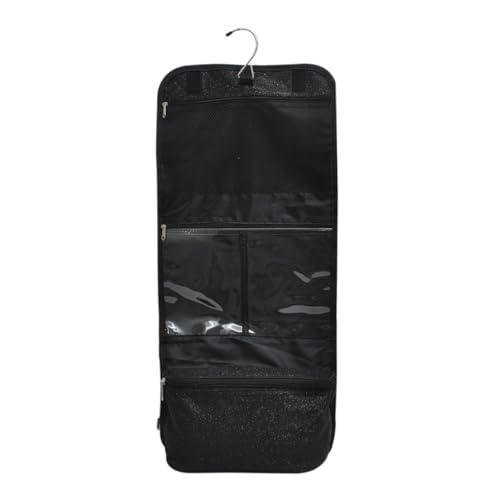 NGIL Glitter Travel Hanging Toiletry Bag for Cheerleaders and Dance Teams, Toiletry Organizer and Toiletry Bag for Women, Cosmetic Travel Bag(Glitter-Black) - Image 1