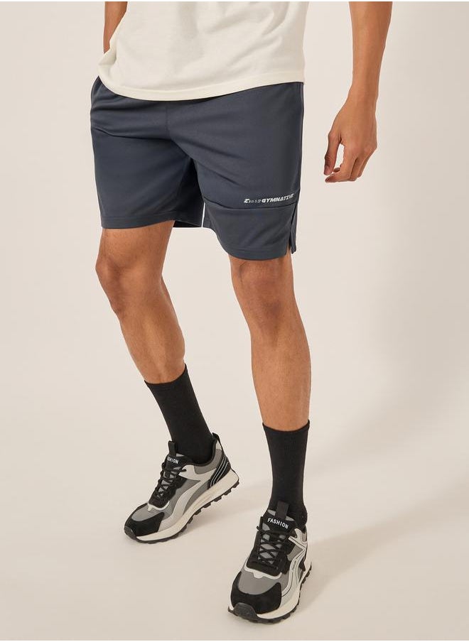 Styli Slogan Print Regular Fit Training Shorts  - Image 1