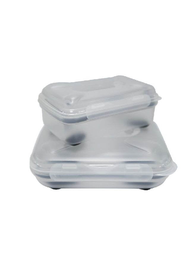 smash 2-Piece Hinged Lid Leakproof Air Tight Sandwich and Snack Box Clear and Black 6 x 24 x 16 cm 11246 - Image 1