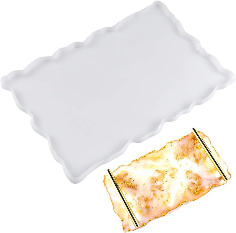 SNOOGG Resin Silicone Pack of 1 Zig-Zag Tray Mold for Serving, DIY Crafts and More Size 10 x 16 - Image 1