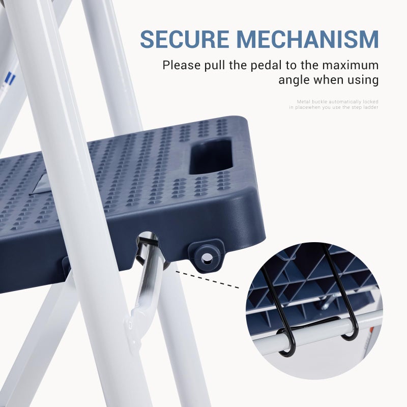 DUMOS Step Ladder, 3 Sturdy Step Stool with Anti-Slip Pedal & Comfortable Handrail, Portable Heavy Duty Step Stool for Kitchen, Garage & Outdoor Use, 800lbs, Calm Blue - Image 5