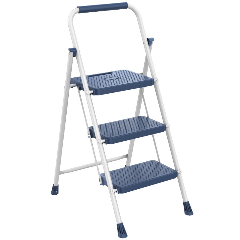 DUMOS Step Ladder, 3 Sturdy Step Stool with Anti-Slip Pedal & Comfortable Handrail, Portable Heavy Duty Step Stool for Kitchen, Garage & Outdoor Use, 800lbs, Calm Blue - Image 1