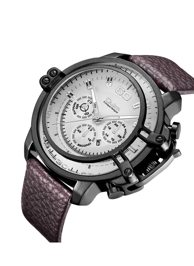 Oulm Men's Stylish Leather Chronograph Watch HP3945 