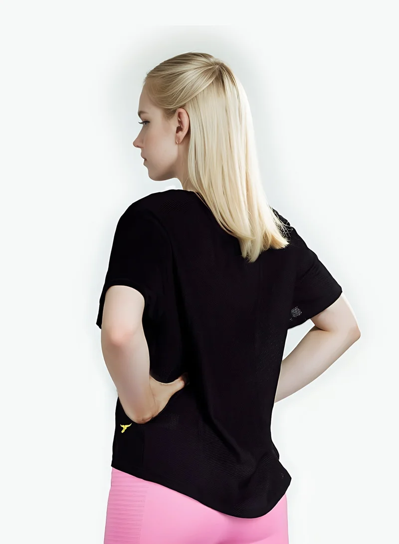 THUGFIT Loose Short Sleeve Mesh Crop Top - Black