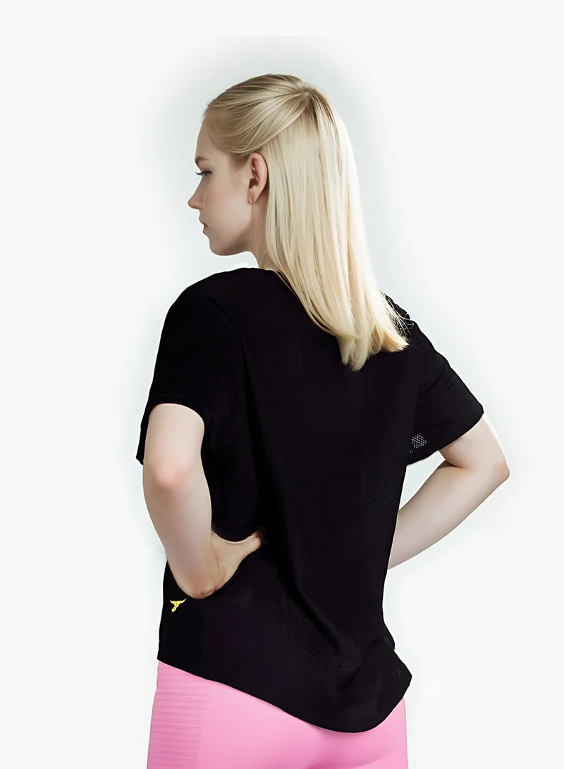 ثوجفيت بلوزة قصيرة شبكية بأكمام قصيرة - أسود