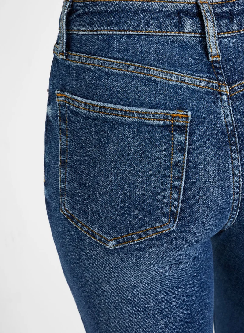 FOREVER 21 High Waist Distressed Mom Jeans