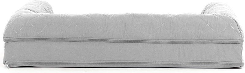 Furhaven Cooling Gel Dog Bed for Medium/Small Dogs w/Removable Bolsters & Washable Cover, For Dogs Up to 35 lbs - Quilted Sofa - Silver Gray, Medium - Image 4
