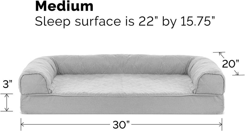 Furhaven Cooling Gel Dog Bed for Medium/Small Dogs w/Removable Bolsters & Washable Cover, For Dogs Up to 35 lbs - Quilted Sofa - Silver Gray, Medium - Image 5