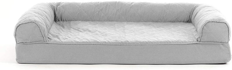 Furhaven Cooling Gel Dog Bed for Medium/Small Dogs w/Removable Bolsters & Washable Cover, For Dogs Up to 35 lbs - Quilted Sofa - Silver Gray, Medium - Image 2