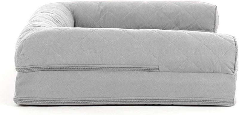 Furhaven Cooling Gel Dog Bed for Medium/Small Dogs w/Removable Bolsters & Washable Cover, For Dogs Up to 35 lbs - Quilted Sofa - Silver Gray, Medium - Image 3