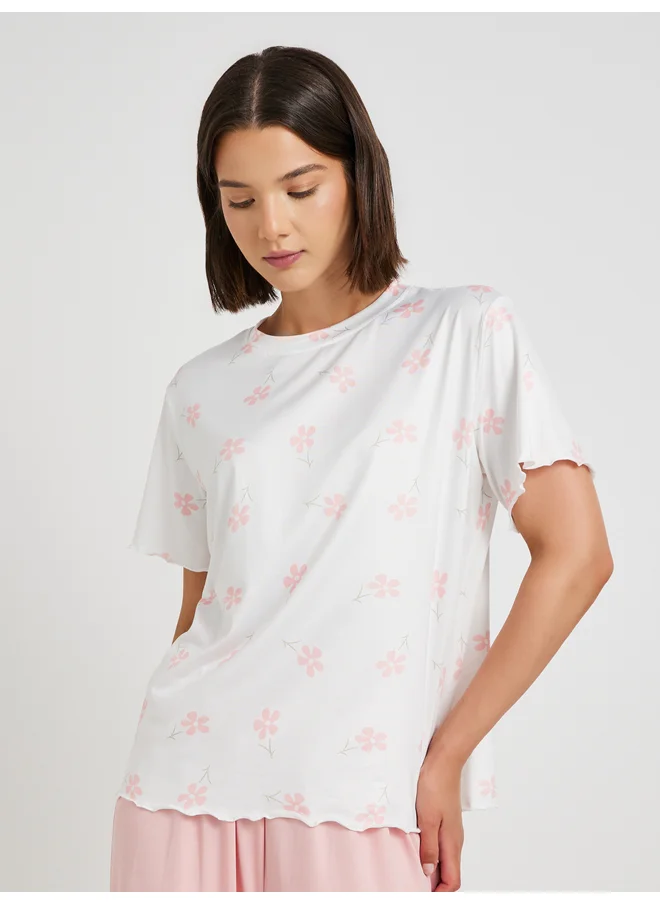 Take Two Take Two Floral Printed T-Shirt and Solid Pyjama Set
