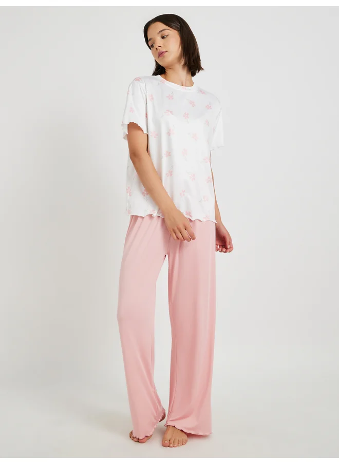 Take Two Take Two Floral Printed T-Shirt and Solid Pyjama Set