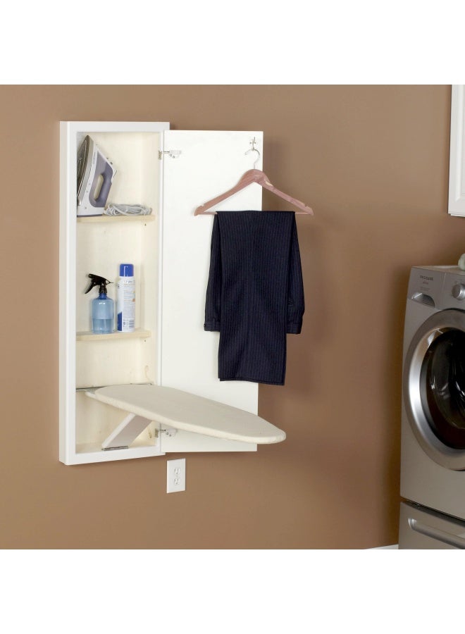 Household Essentials لوحة كي الملابس القابلة للتخزين في الجدار باللون الأبيض - Image 3