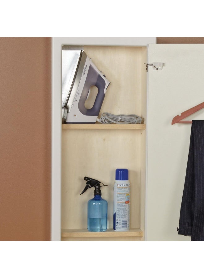 Household Essentials لوحة كي الملابس القابلة للتخزين في الجدار باللون الأبيض - Image 4