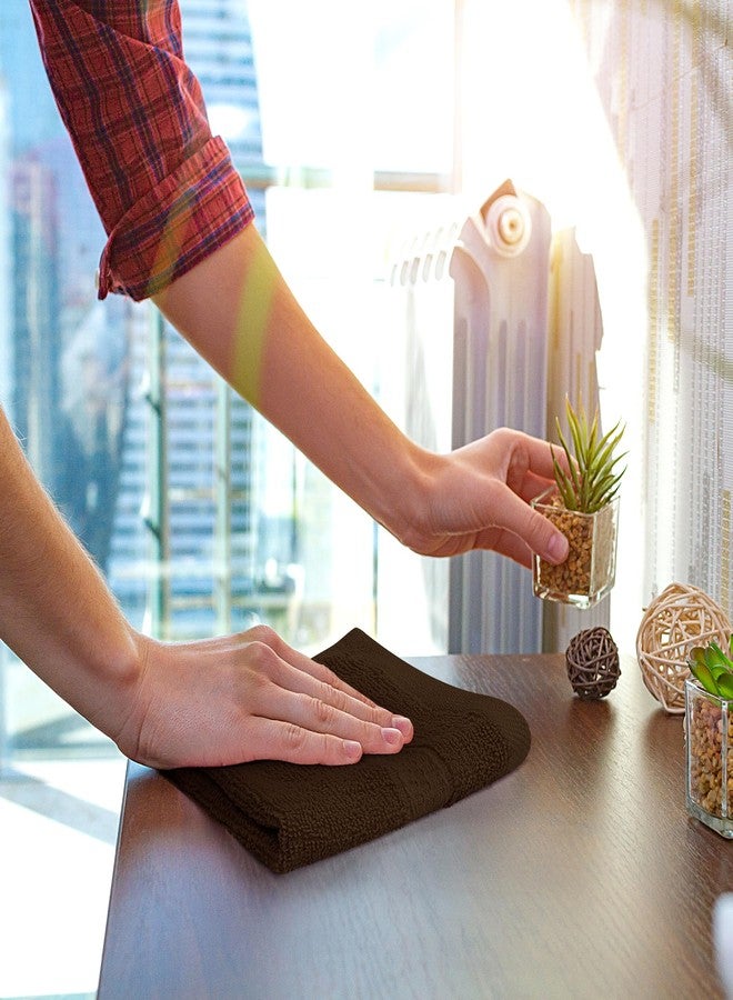 يوتوبيا تويلز مجموعة مناشف يوتوبيا تاولز بريميوم لأطراف الأصابع (12 × 12 بوصة، بني داكن) 600 جرام/متر مربع، مناشف غسيل ومناشف وجه من القطن 100%، عالية الامتصاص وناعمة الملمس (عبوة من 12 قطعة) - Image 5