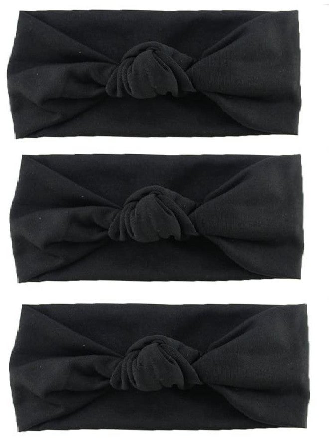 Rinpoche Sales Women and Girls Cotton Hairband Elastic Head Bands Ladies Hair Styling Band Hair Accessories Pack of 3 (Black) - Image 1