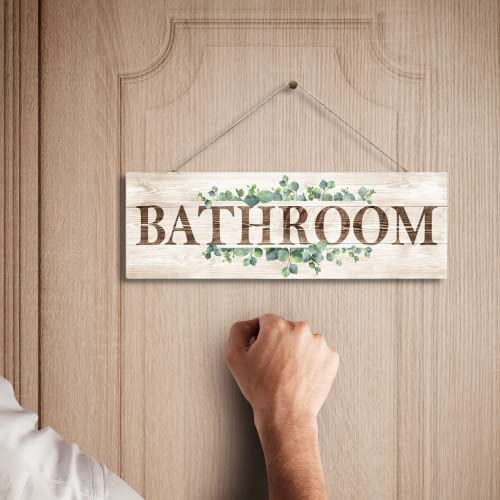 VGICH Bathroom Sign Wall Decor, Bathroom Wall Art, Rustic Farmhouse Wall Hanging Plaque Home Decorative Bathroom, 4.7 x 13.7 inches - Image 4
