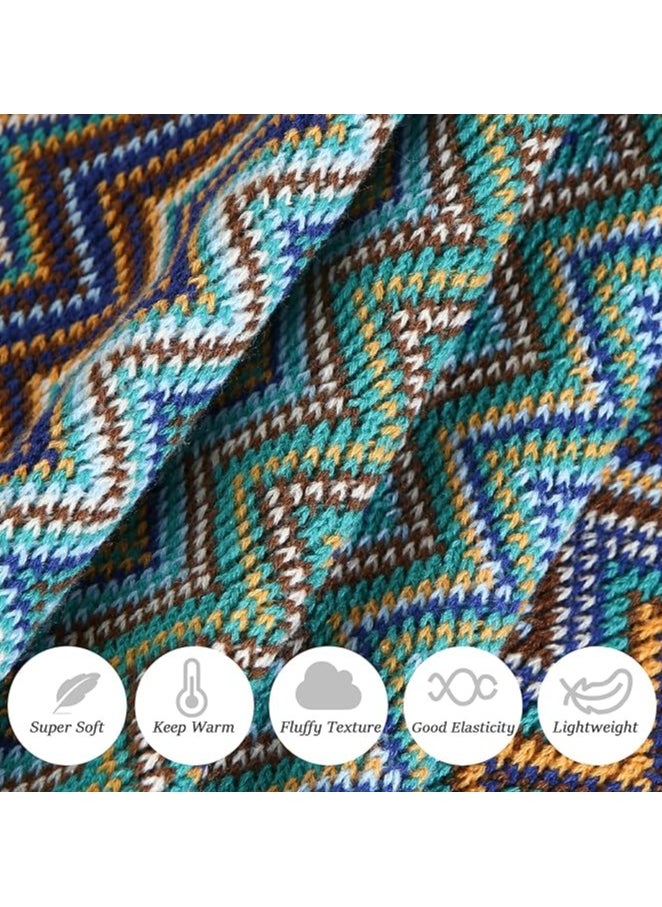 General Boho Throw Blanket, Home Decor Stripe Woven Blanket with Tassels, Super Soft Cozy Lightweight Warm for Chair Bed Couch Decorative, Knit Throw Blankets for Bed Couch Sofa Office (130x200cm, Blue)  - Image 2