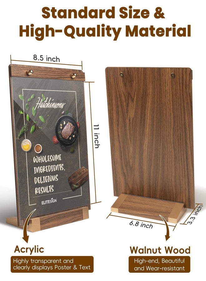 EliteSign 8.5"x11" Acrylic Tabletop Sign Holder with Woodgrain Base - Double-Sided Vertical Display Frame for Restaurant Menu, Coffee Shop, Office, Retail Store, L-Shaped Sturdy Stand (3pk) - Image 2