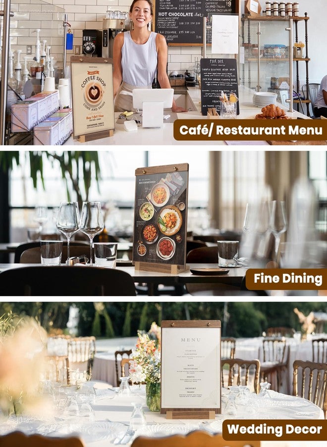 EliteSign 8.5"x11" Acrylic Tabletop Sign Holder with Woodgrain Base - Double-Sided Vertical Display Frame for Restaurant Menu, Coffee Shop, Office, Retail Store, L-Shaped Sturdy Stand (3pk) - Image 4