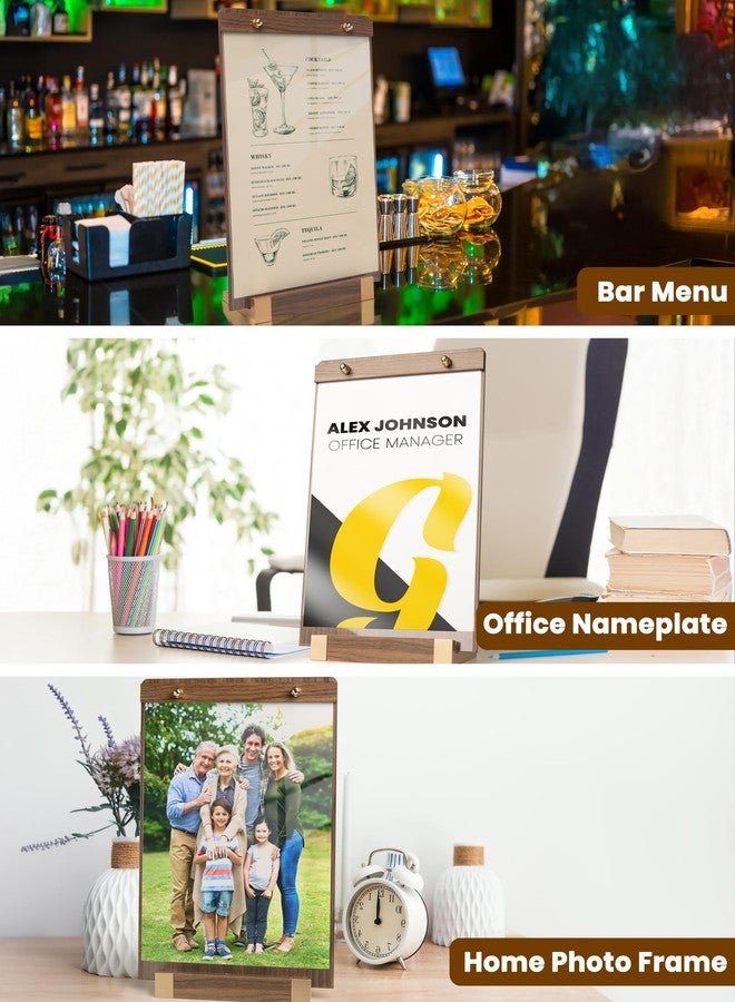 EliteSign 8.5"x11" Acrylic Tabletop Sign Holder with Woodgrain Base - Double-Sided Vertical Display Frame for Restaurant Menu, Coffee Shop, Office, Retail Store, L-Shaped Sturdy Stand (3pk) - Image 5