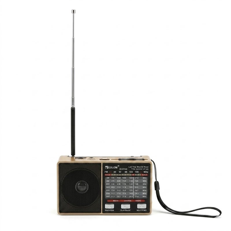 Portable AM/FM Radio with Antenna Multi-Band Classic Radio with USB & Memory Card Support - A1-323 - Image 4