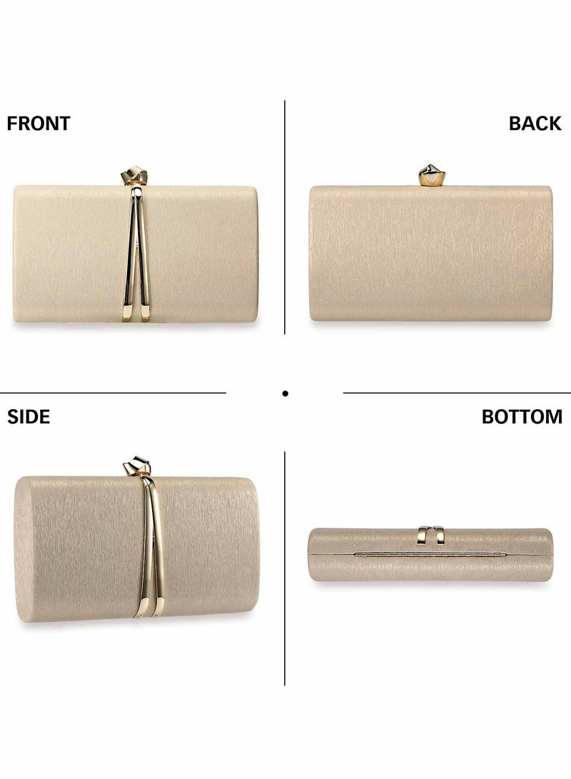 Zikra حقيبة كلاتش، حقيبة سهرة ذهبية للسيدات مع سلسلة ظهر، حقيبة مظروف أنيقة لحفلات الزفاف والولائم - Image 4