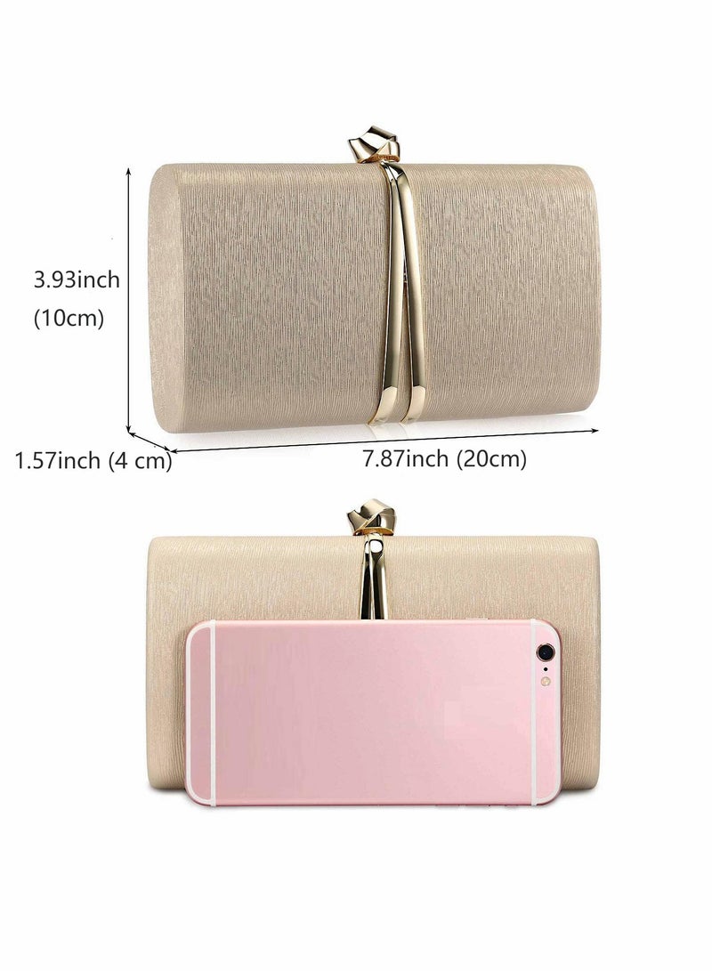 Zikra حقيبة كلاتش، حقيبة سهرة ذهبية للسيدات مع سلسلة ظهر، حقيبة مظروف أنيقة لحفلات الزفاف والولائم - Image 3