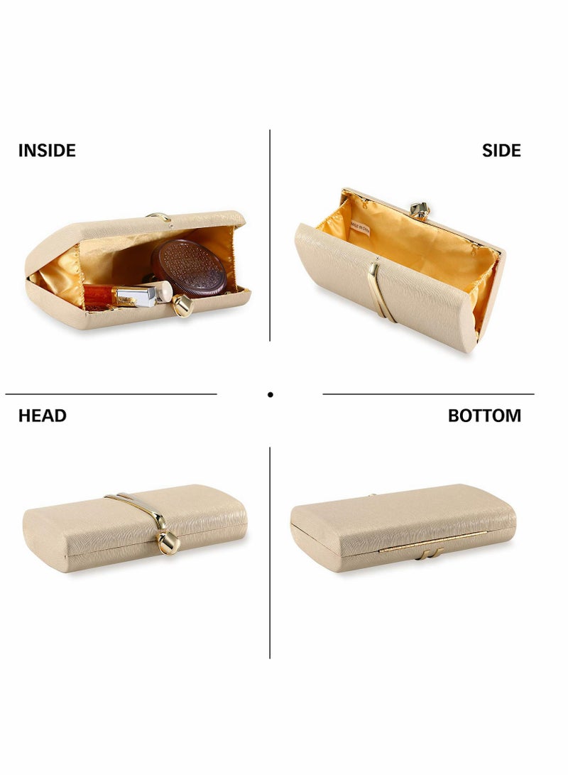 Zikra حقيبة كلاتش، حقيبة سهرة ذهبية للسيدات مع سلسلة ظهر، حقيبة مظروف أنيقة لحفلات الزفاف والولائم - Image 2