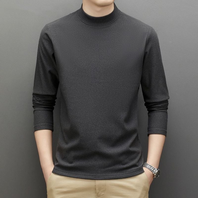 قميص أساسي مزدوج الجوانب من المخمل الألماني مع بطانة من الفليس، سترة دافئة بأكمام طويلة للرجال والنساء ذات ياقة شبه عالية - Image 1