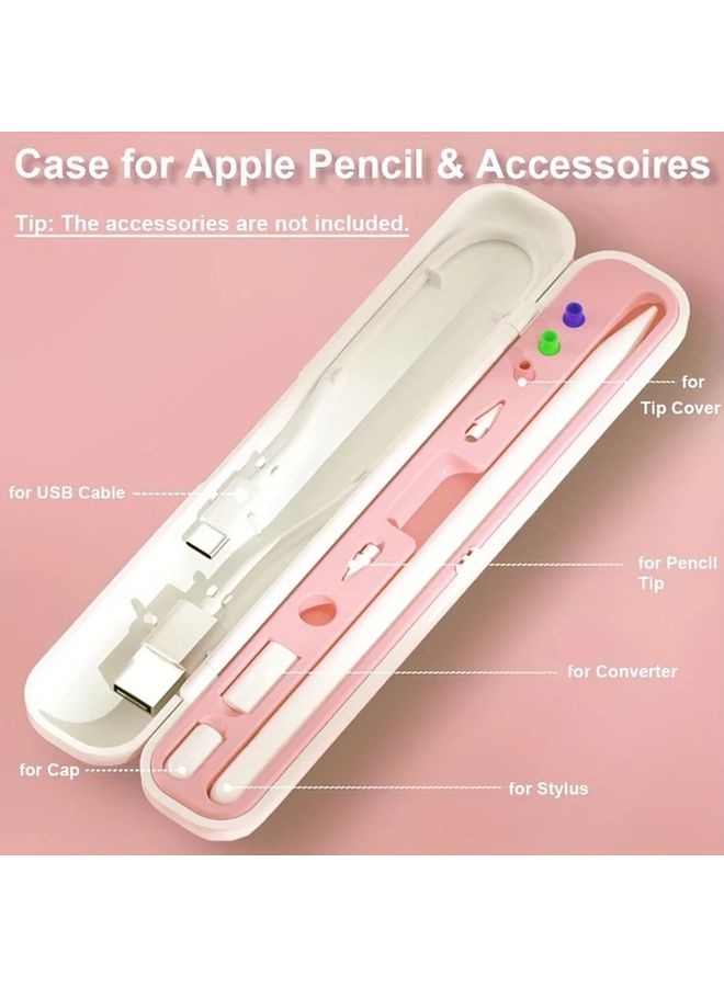 Pink Storage Case Compatible With Apple Pencil 1st 2nd Generation Holds Tips Caps - Image 3