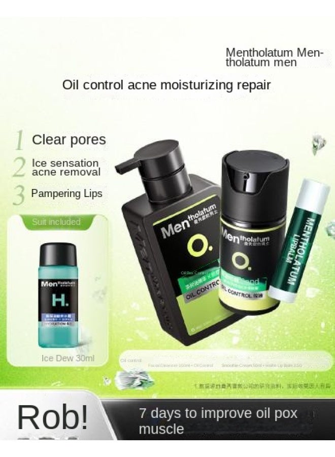mentholatum Annual Best Seller】men's Oil Control & Hydration Skincare Set - Cleanser, Toner & Moisturizer For Oil-free, Fresh Skin & Acne Care, Perfect Gift For Him - Image 2