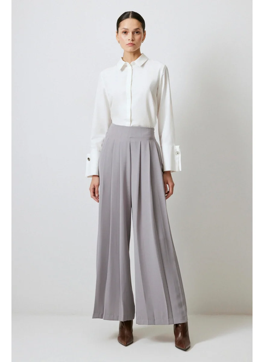 Touche Pleated Wide Leg Crepe Trousers