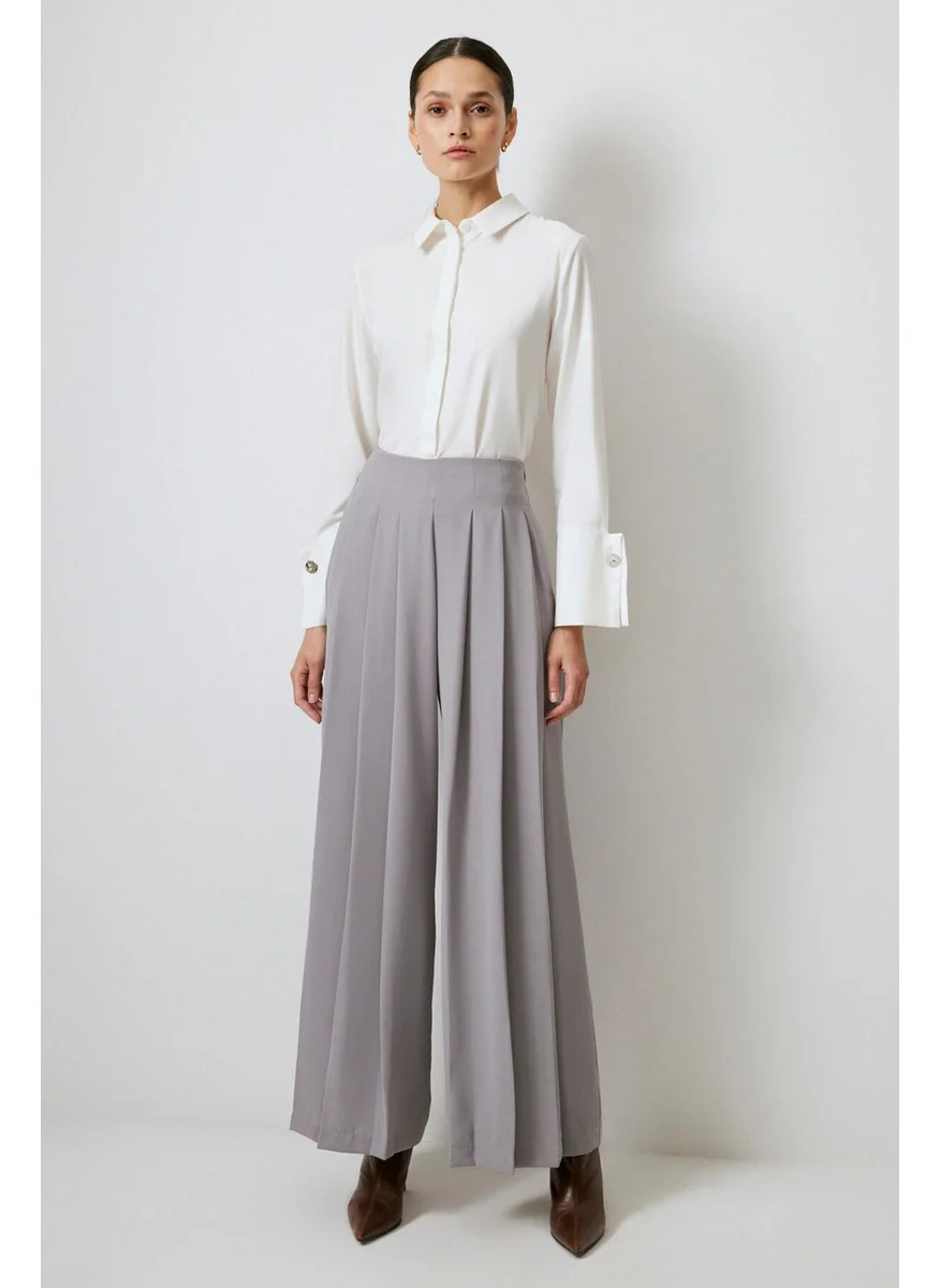 Touche Pleated Wide Leg Crepe Trousers