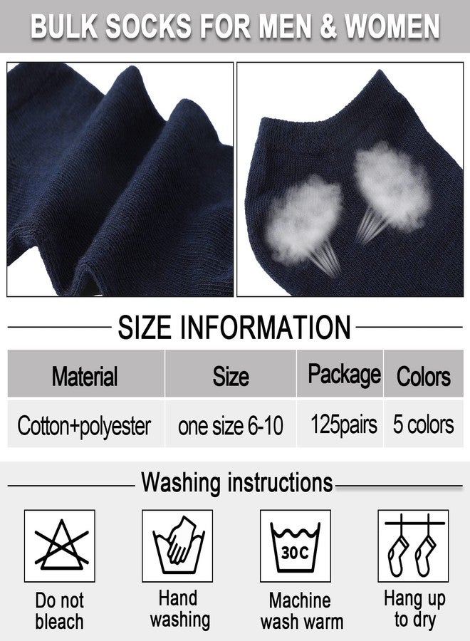 JaGely 125 Pairs Low Cut Ankle Socks Bulk Unisex Breathable Casual Athletic Short Sock Bulk for Men Women Homeless - Image 3