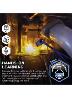Discovery Kids Discovery #MINDBLOWN Model Engine Building Kit, DIY 4-Cylinder Combustion Engine, Working Pistons Fan Valves Belts LED Lights, STEM Mechanic Engineering Construction Experiment Set, Kids & Adults Gift  - Image 4