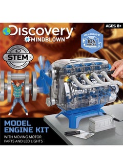 Discovery Kids Discovery #MINDBLOWN Model Engine Building Kit, DIY 4-Cylinder Combustion Engine, Working Pistons Fan Valves Belts LED Lights, STEM Mechanic Engineering Construction Experiment Set, Kids & Adults Gift  - Image 2