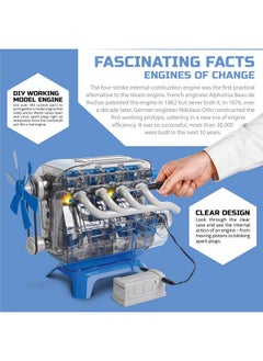 Discovery Kids Discovery #MINDBLOWN Model Engine Building Kit, DIY 4-Cylinder Combustion Engine, Working Pistons Fan Valves Belts LED Lights, STEM Mechanic Engineering Construction Experiment Set, Kids & Adults Gift  - Image 5