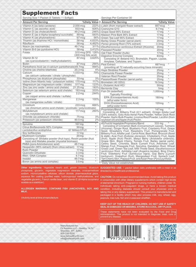 Healthy 'N Fit Healthy 'N Fit NUTRI Pack - 30 Day Pkt -One Pack Daily, Multivitamin All-in-One Packets  - Image 5