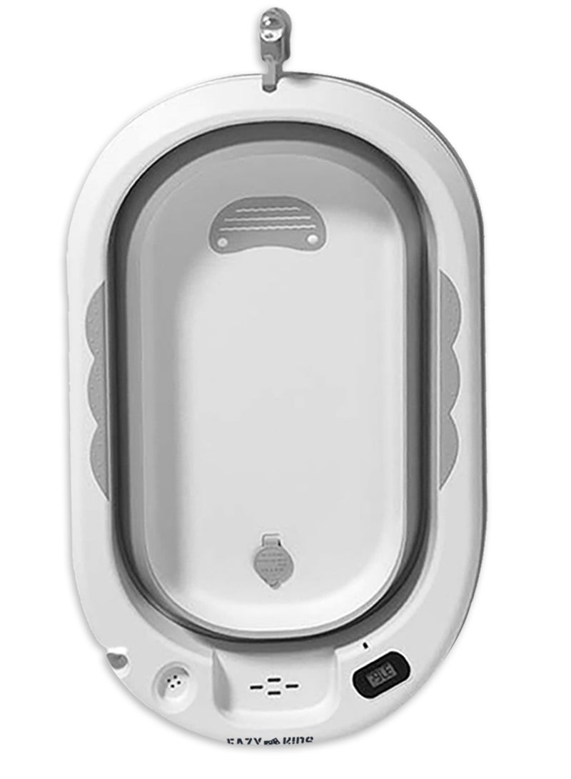 Eazy Kids حوض استحمام قابل للطي مع ميزان حرارة وكوب من إيزي كيدز - رمادي - Image 1